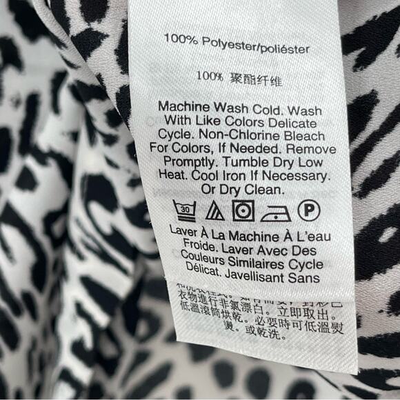 DKNY Animal Printed Ruffle-Neck Ling Sleeve Business Casual Boho Blouse Size XL - Picture 11 of 11